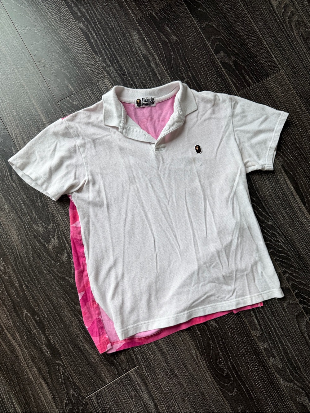 BAPE | A Bathing Ape White Polo With Pink Camo Back